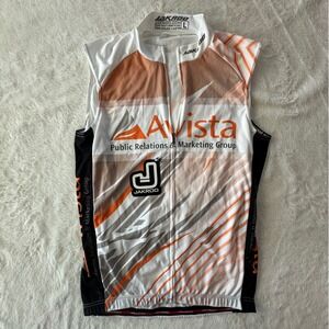 Jakroo Mens Avista Bike MS Cycling Jersey Sleeveless Full Zip Orange White L
